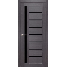 Дверь межкомнатная Дубрава Сибирь Форет ВЕРТИКАЛЬ Дуб грей, стекло черное